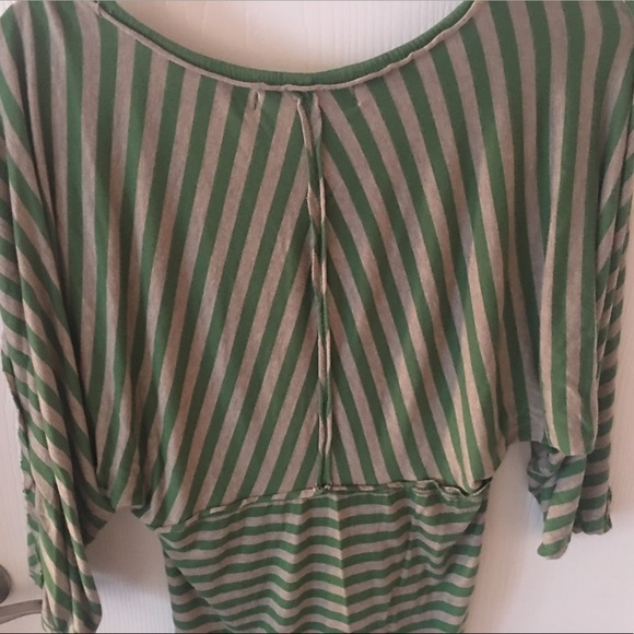 Studio M Green & Khaki Striped Dolman Sleeve Top - Picture 2 of 5